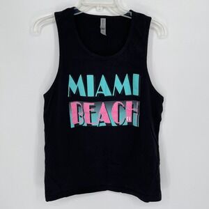 Next Level‎ Men's Black Miami Beach Sleeveless Graphic Muscle Tank Top Size L